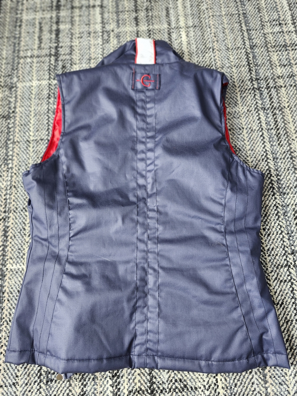 Equestrain Vest Covalliero German Navy Blue Red Zip Horses Puffer Large Warm
